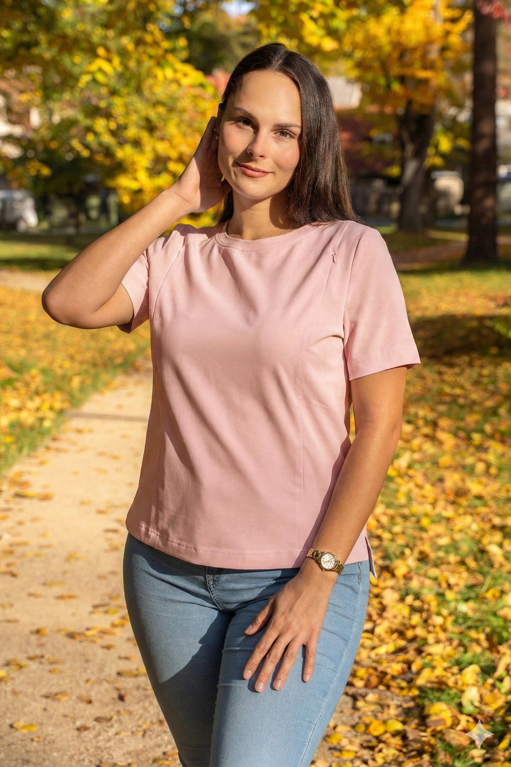 Gammalrosa ammetopp i myk bomull med elegant og feminin passform